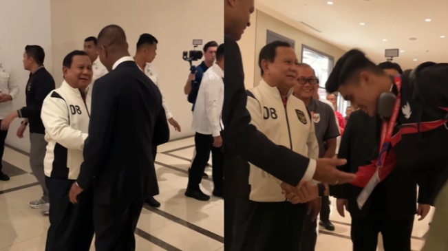 Video Momen Prabowo Salami Pemain Timnas Indonesia Jelang Lawan Bahrain